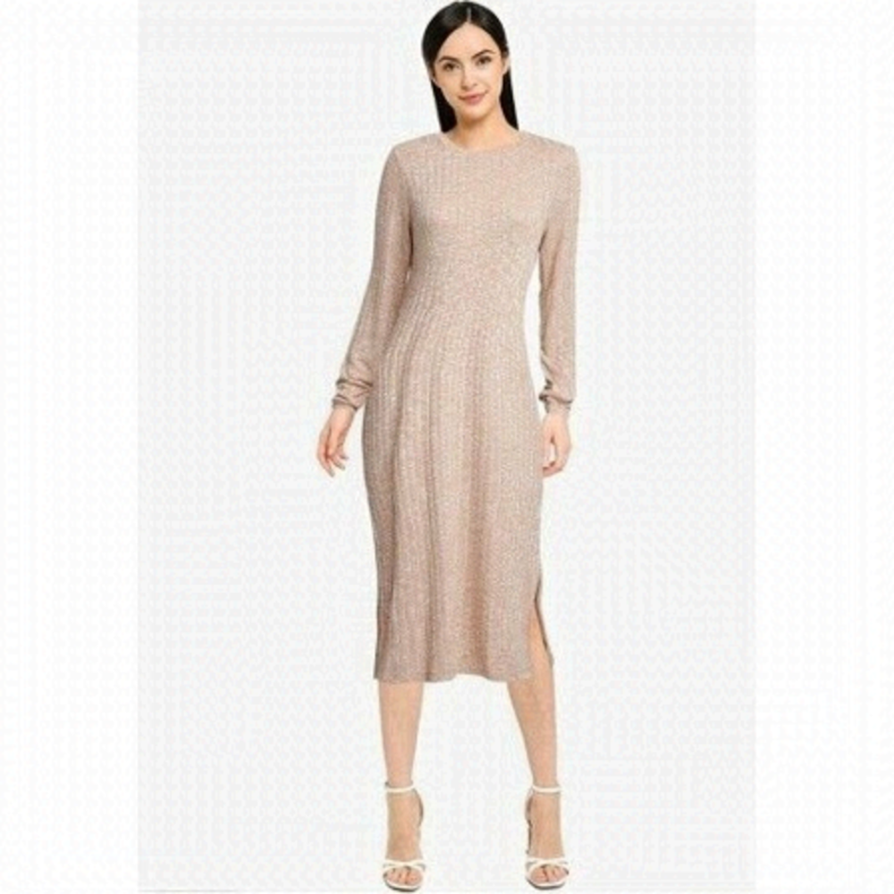 Vero Moda BNWOT women sz Large "Nille" ribbed long sleeve dress split sides